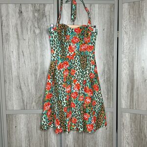 FANCYFOX Skater Dress Animal Print Roses Retro Short Mini Made in USA